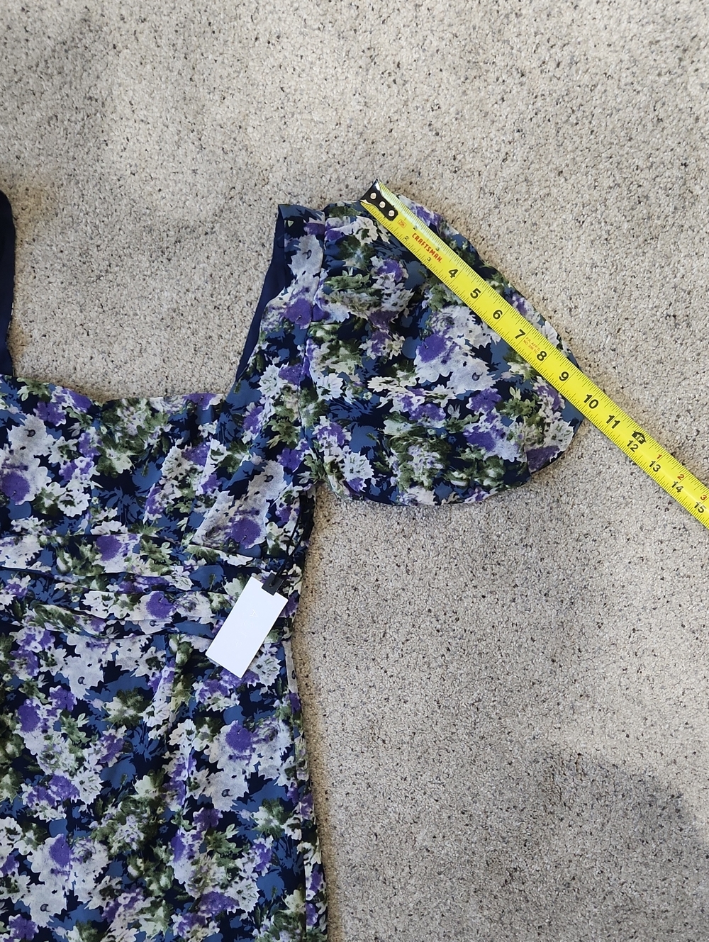 New Astr the Label Asymmetrical Floral Midi Dress Blue Floral Size Medium - Picture 11 of 12